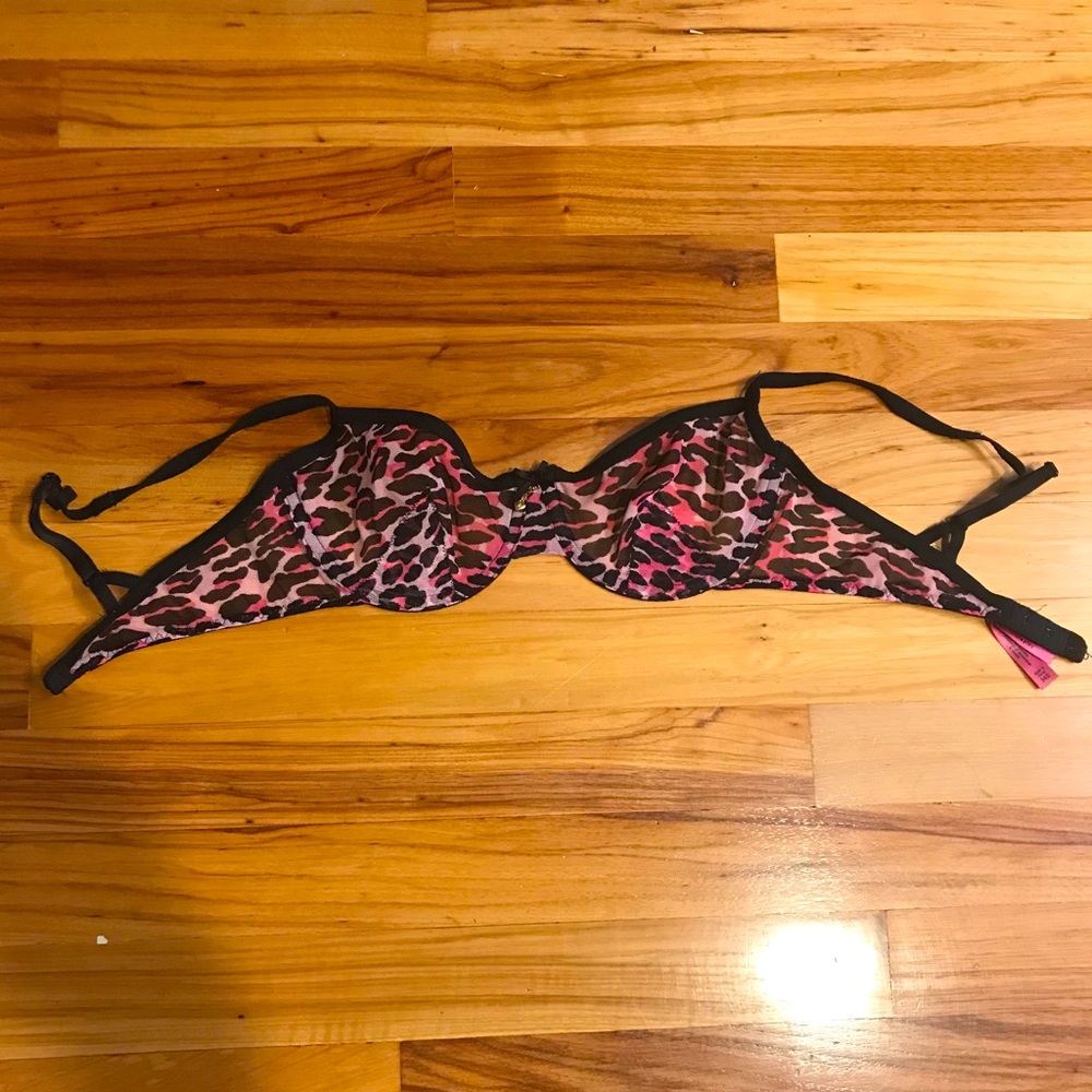 Pink and Black leopard/cheetah print underwire bra